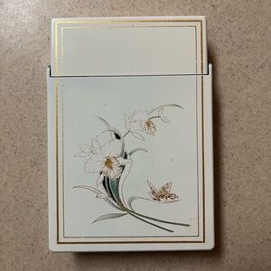 Vintage Otagiri Japan Lacquerware Grand Iris & Butterfly Paper Holder Case